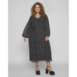 VILA kjole curve dame VIDALIANA - Black Outlet